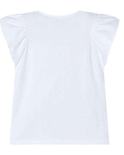 Ivory Cotton Blue Floral Detail T-Shirt