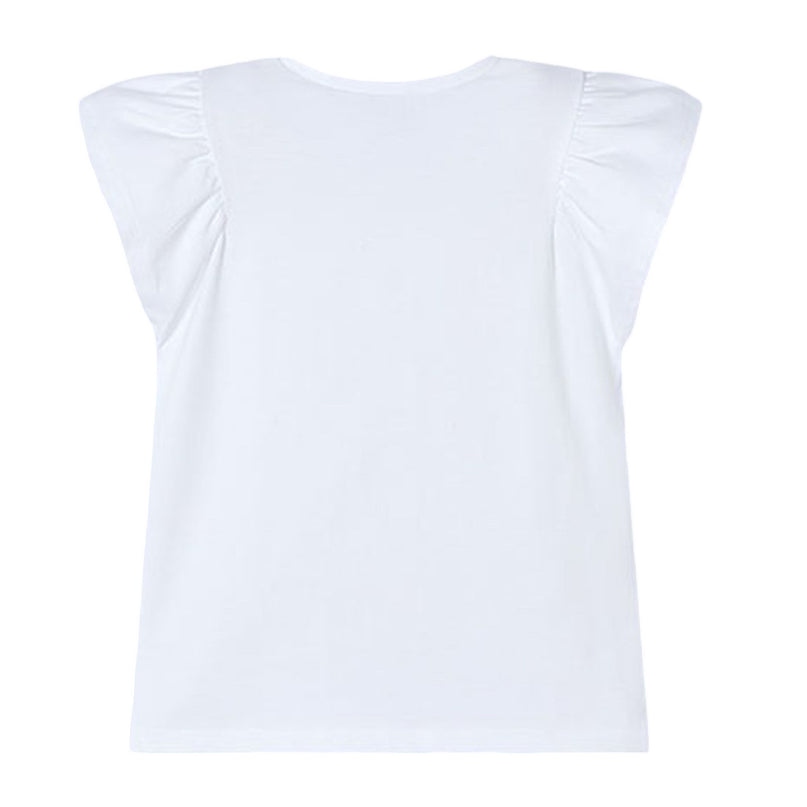 Ivory Cotton Blue Floral Detail T-Shirt