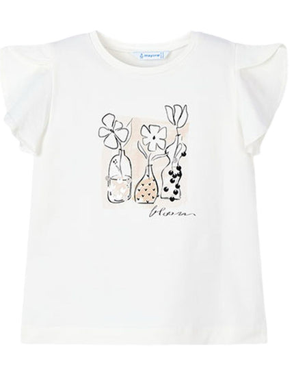 Natural Flower Ruffle Applique T-Shirt