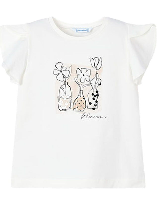 Natural Flower Ruffle Applique T-Shirt