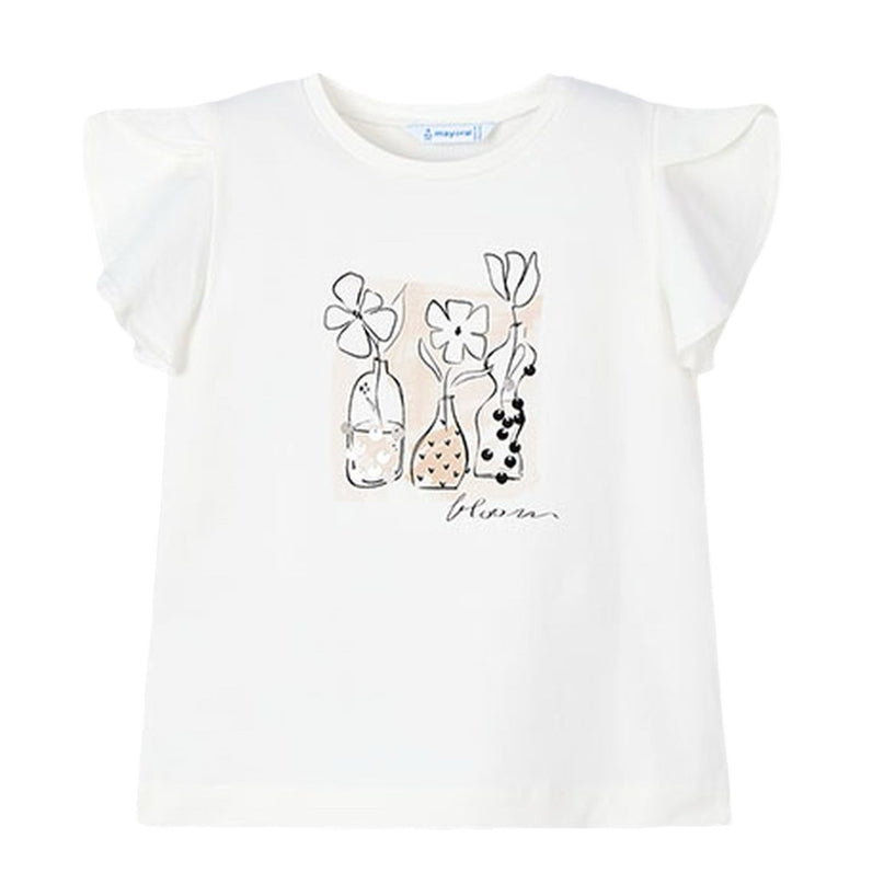 Natural Flower Ruffle Applique T-Shirt