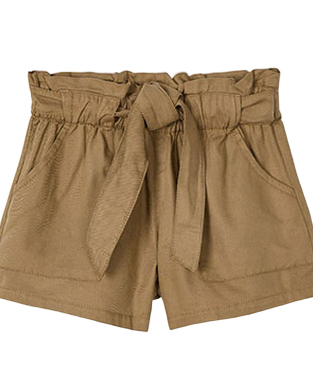 Brown Paperbag Tie Shorts