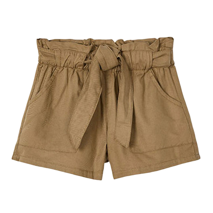 Brown Paperbag Tie Shorts