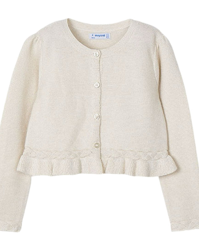 Champagne Baby Ruffle Tricot Cardigan