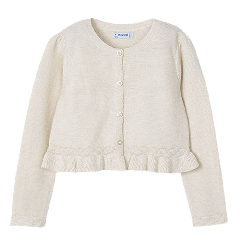 Champagne Baby Ruffle Tricot Cardigan