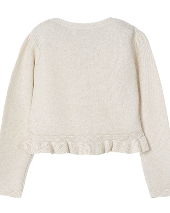 Champagne Baby Ruffle Tricot Cardigan