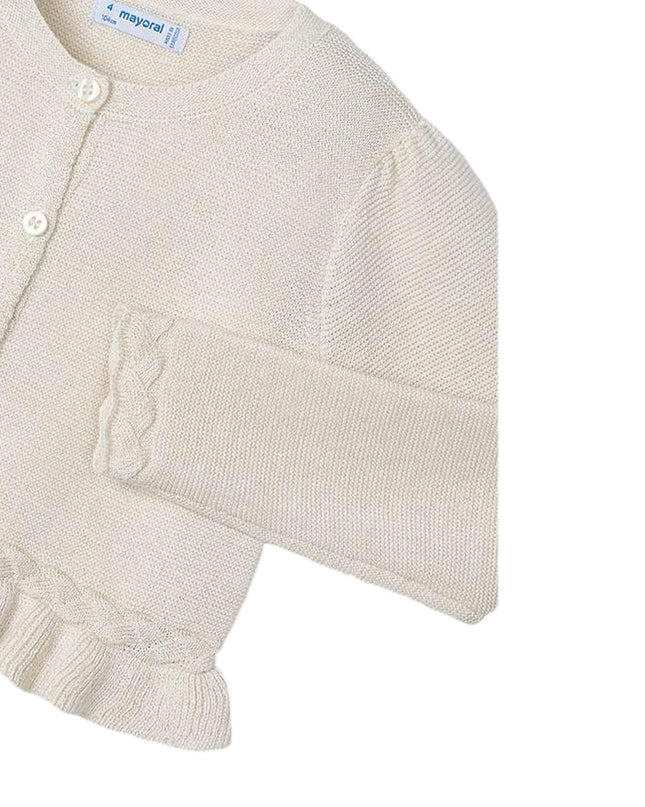 Champagne Baby Ruffle Tricot Cardigan