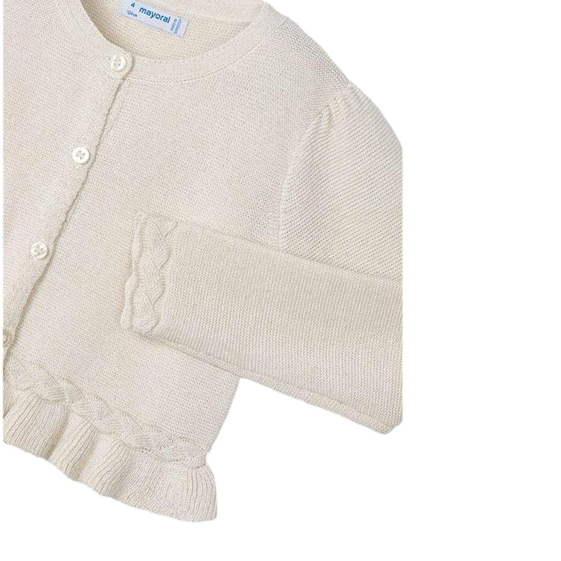 Champagne Baby Ruffle Tricot Cardigan