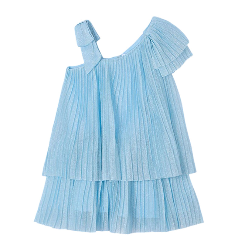 Sky Asymmetric Pleated Dress