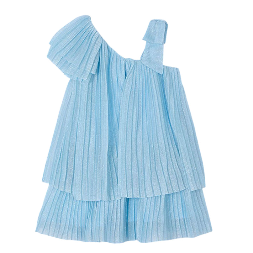 Sky Asymmetric Pleated Dress