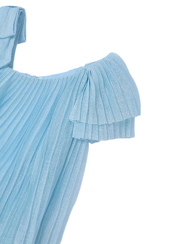 Sky Asymmetric Pleated Dress