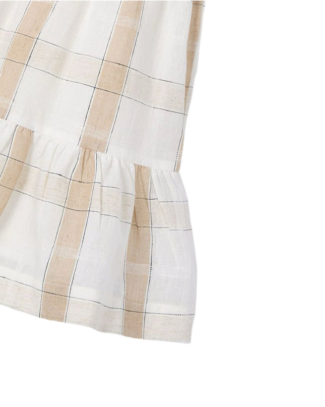 Cinnamon Plaid Linen Dress