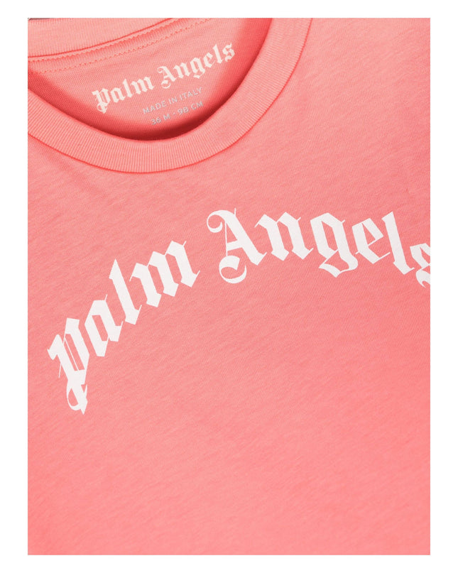 PALM ANGELS-PGXB001S23JER0012601-CURVED LOGO T-SHIRT CORAL WHITE
