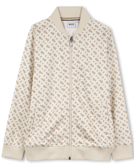 Sand Logo Pattern Bomber Jacket