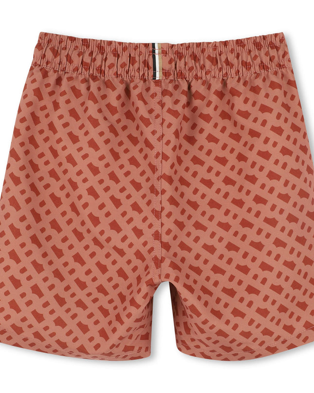 Chocolate Brown Pattern Swim Shorts