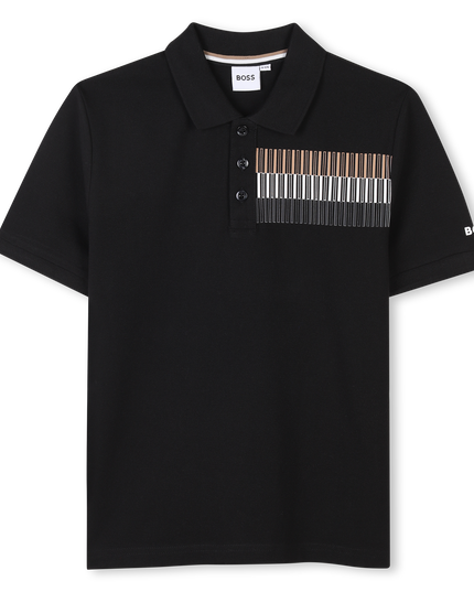 Black Short Sleeve Block Polo