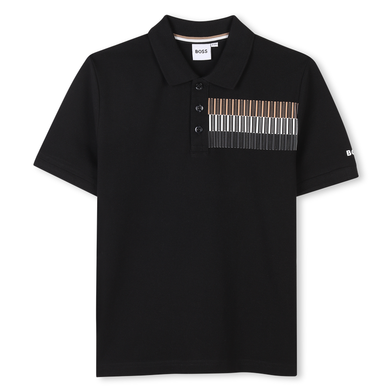 Black Short Sleeve Block Polo