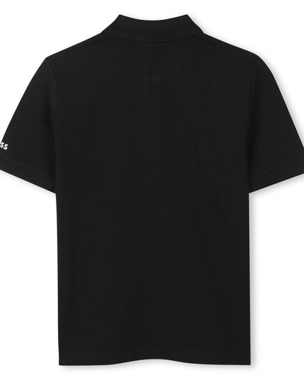 Black Short Sleeve Block Polo