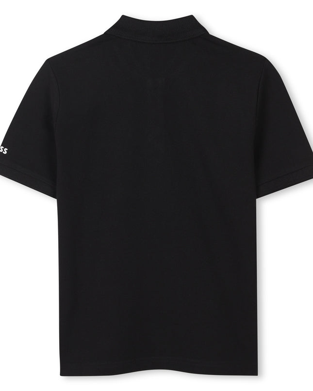 Black Short Sleeve Block Polo