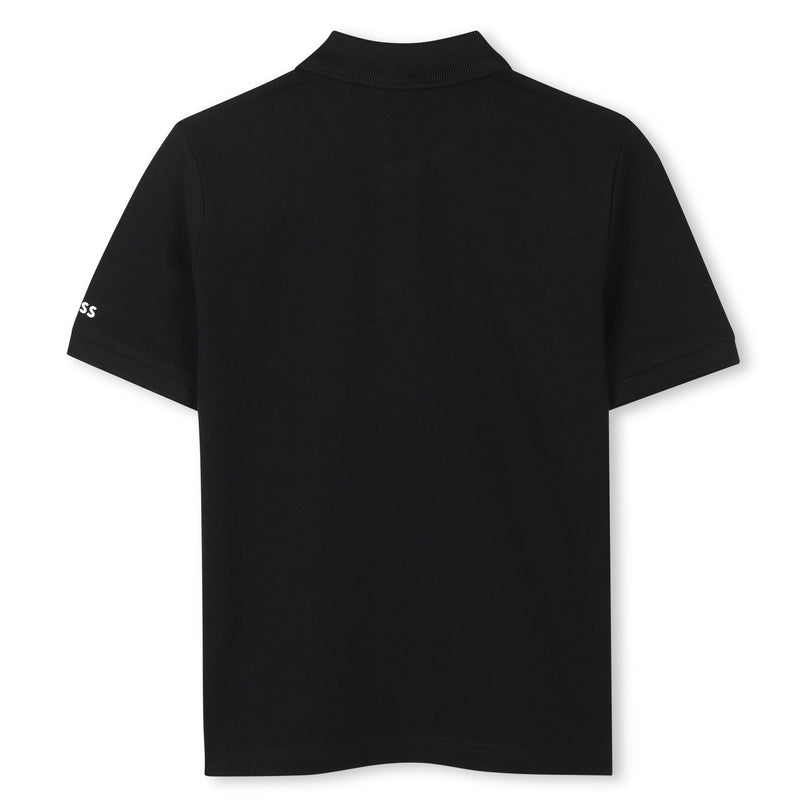 Black Short Sleeve Block Polo