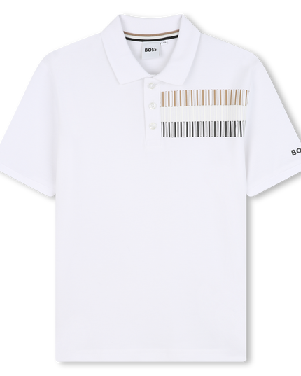 White Short Sleeve Block Polo