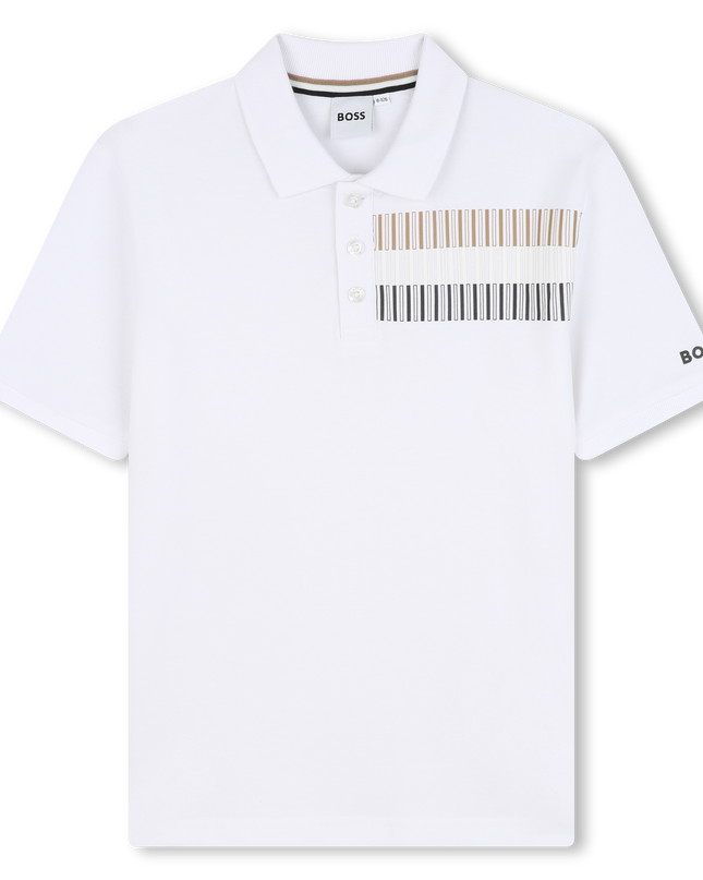 White Short Sleeve Block Polo