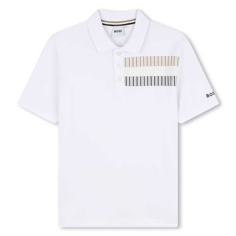 White Short Sleeve Block Polo