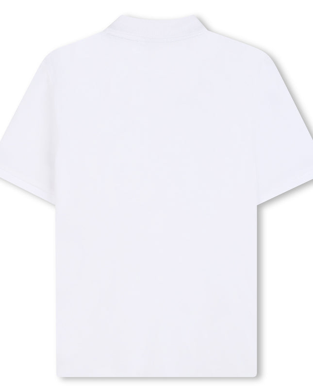 White Short Sleeve Block Polo