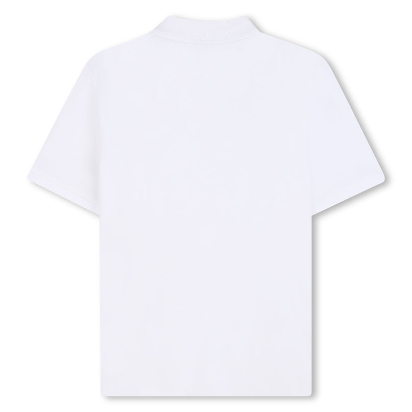 White Short Sleeve Block Polo