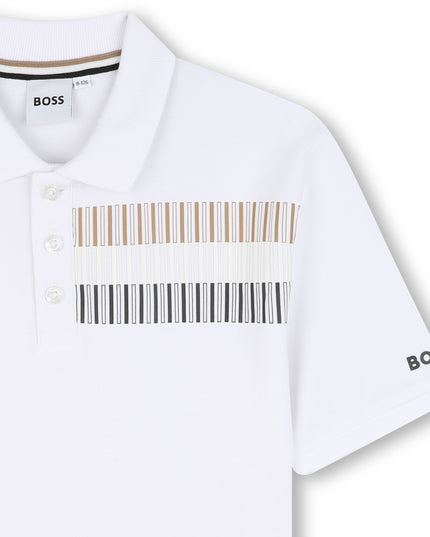 White Short Sleeve Block Polo