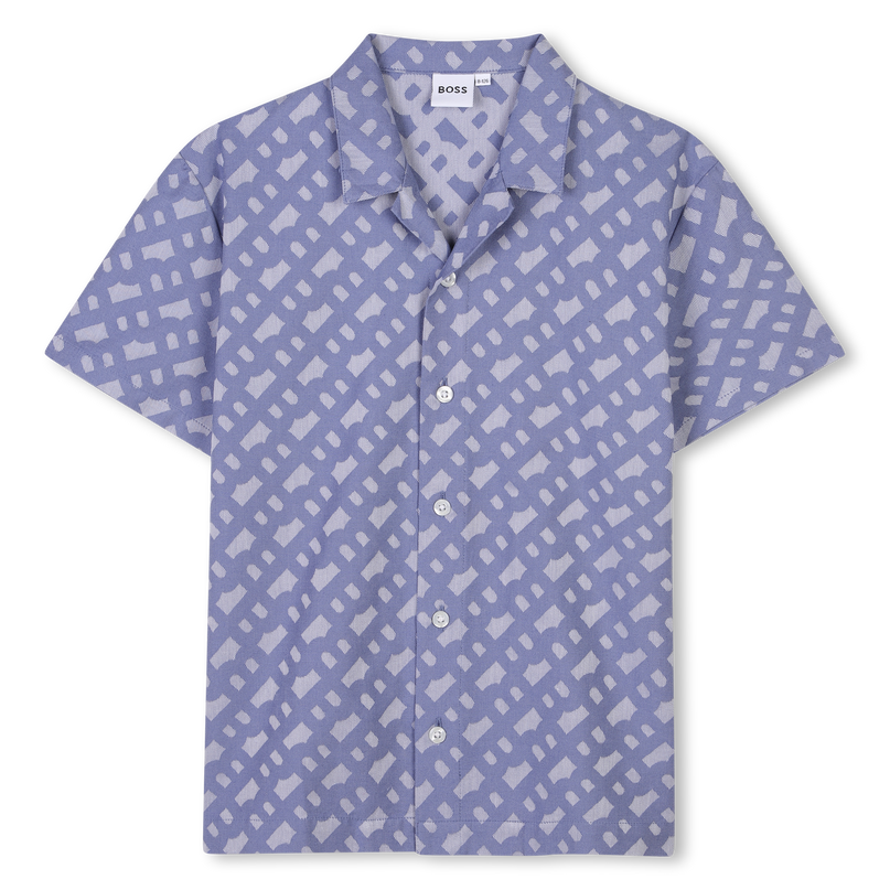 Blue Patterned Buttoned Short Sleeve Shirt