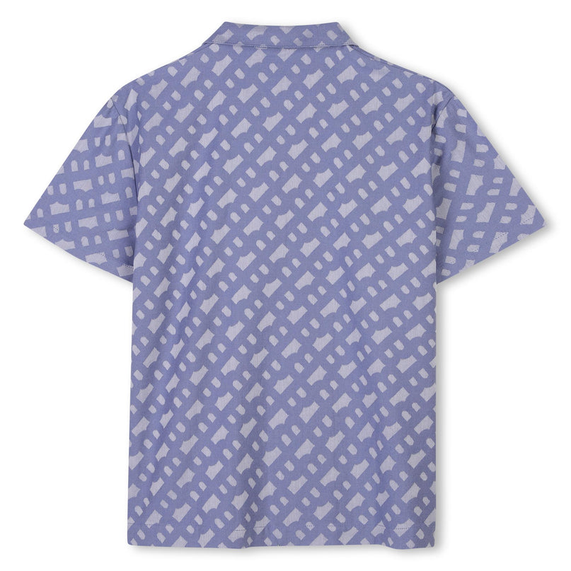 Blue Patterned Buttoned Short Sleeve Shirt