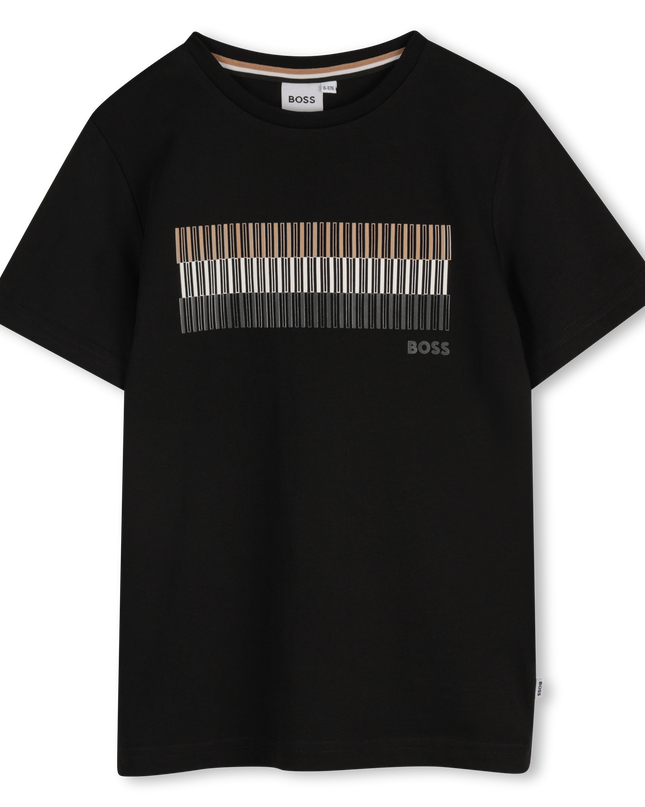 Black Short Sleeve Block Abstract T-Shirt