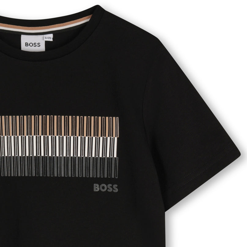 Black Short Sleeve Block Abstract T-Shirt