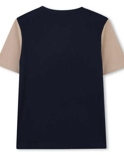 Navy Short Beige Sleeves T-Shirt