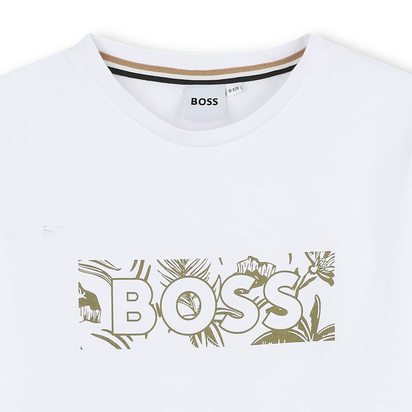 White Green Leaf Logo T-Shirt