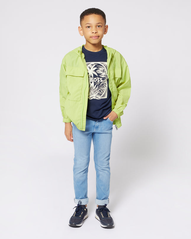 Lime Hooded Windbreaker