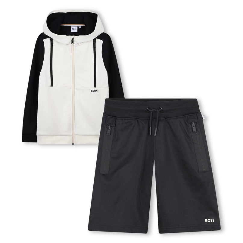 Black and White Workout Shorts Set