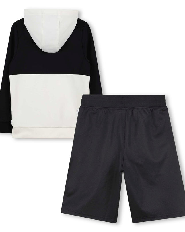 Black and White Workout Shorts Set