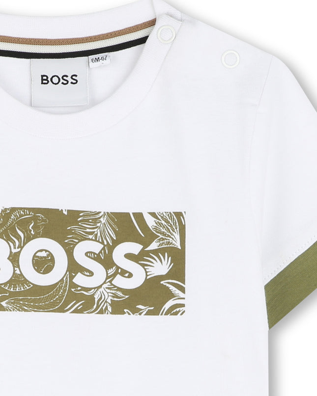 White Leaf Accent Logo T-Shirt