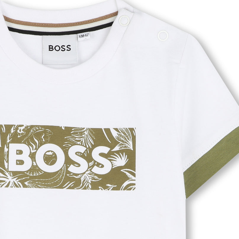 White Leaf Accent Logo T-Shirt