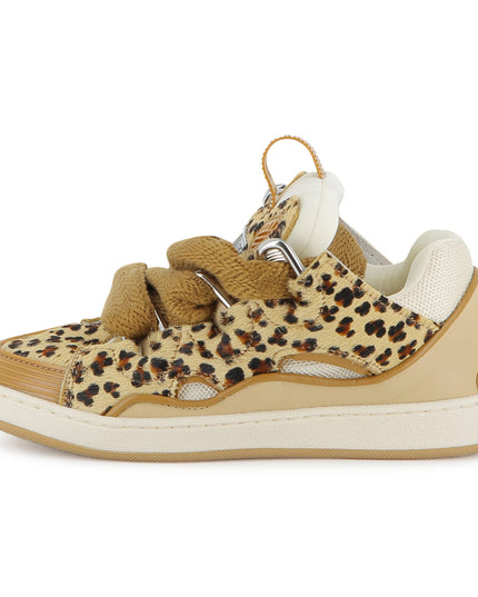 Kids Atelier-Lanvin-Beige Sneakers for Girl With Leopard Pattern
