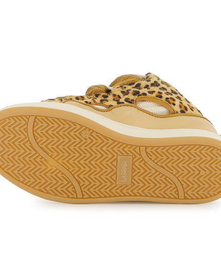 Kids Atelier-Lanvin-Beige Sneakers for Girl With Leopard Pattern