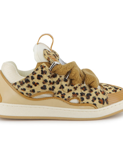 Kids Atelier-Lanvin-Beige Sneakers for Girl With Leopard Pattern