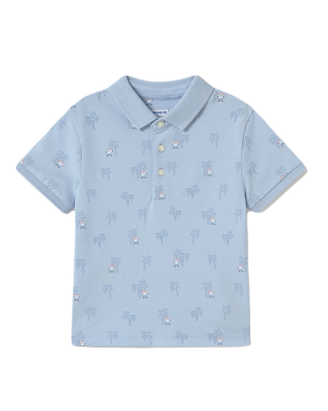 Sky Palm Tree Linen Polo