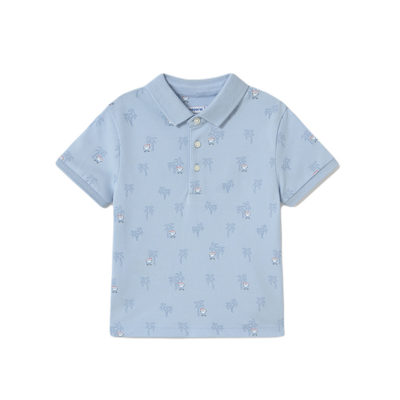 Sky Palm Tree Linen Polo