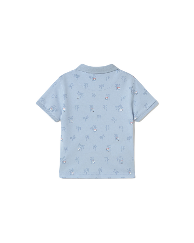 Sky Palm Tree Linen Polo