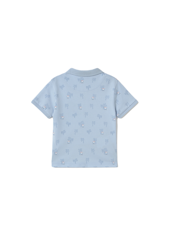 Sky Palm Tree Linen Polo