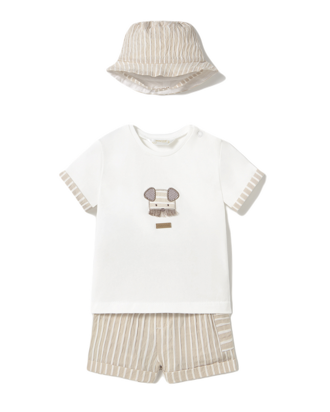Beige Root 3 Piece Shorts Set