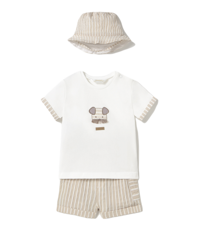 Beige Root 3 Piece Shorts Set